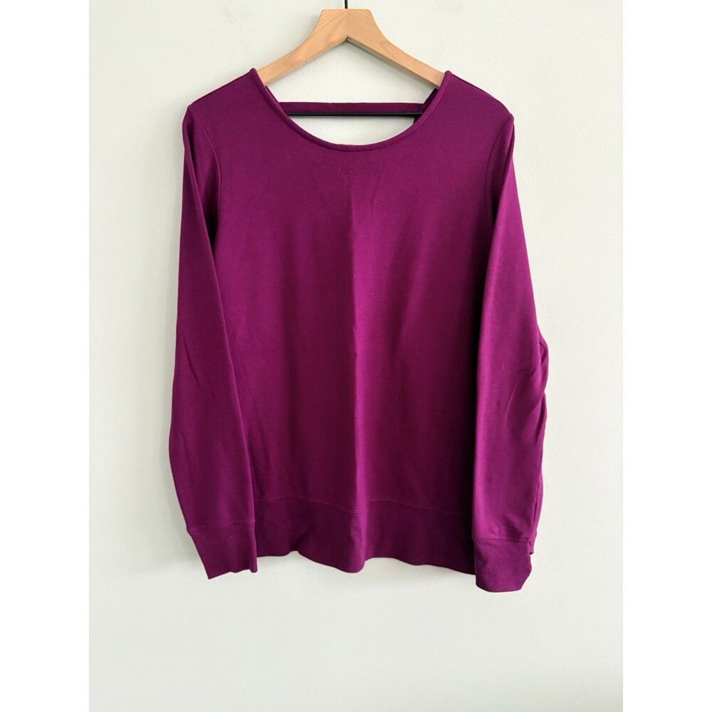 Ideology Sweatshirt Womens Large Purple V Back Thumbholes Stretch Athleisure